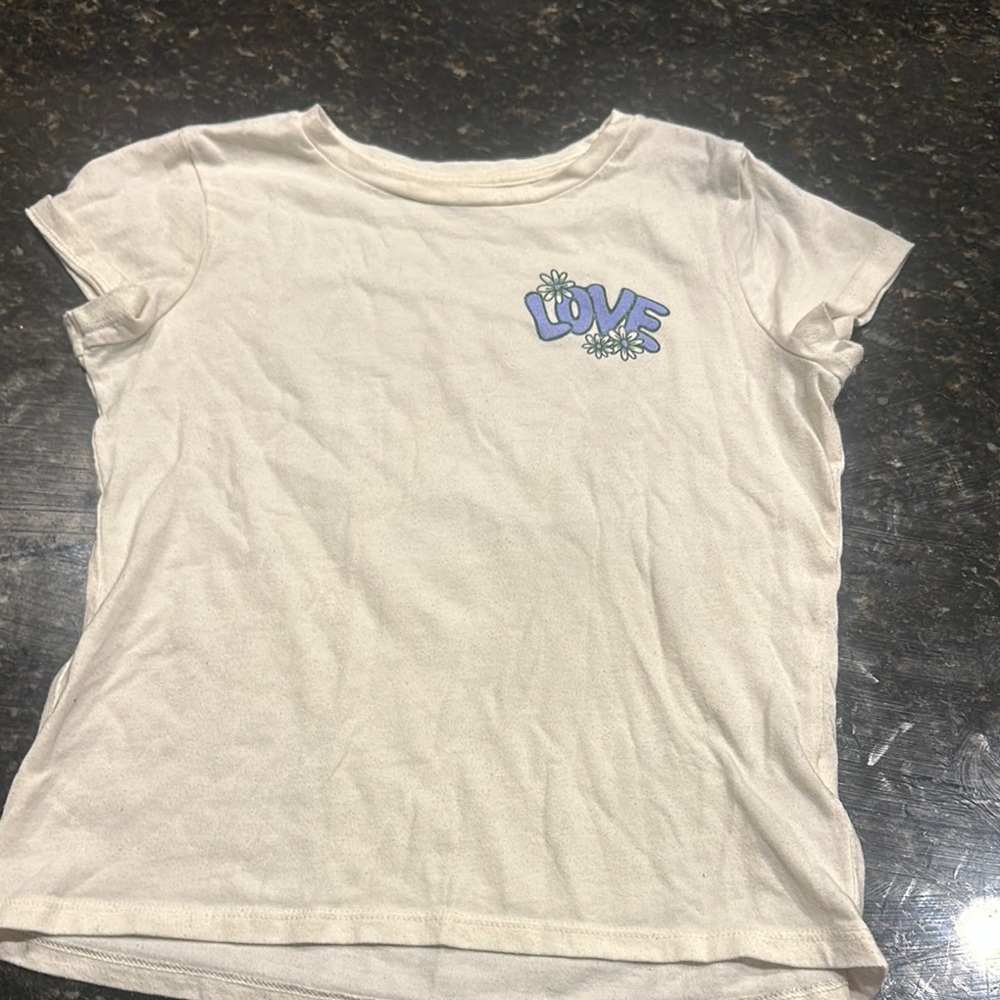 Kids Cream T-Shirt with Love Print